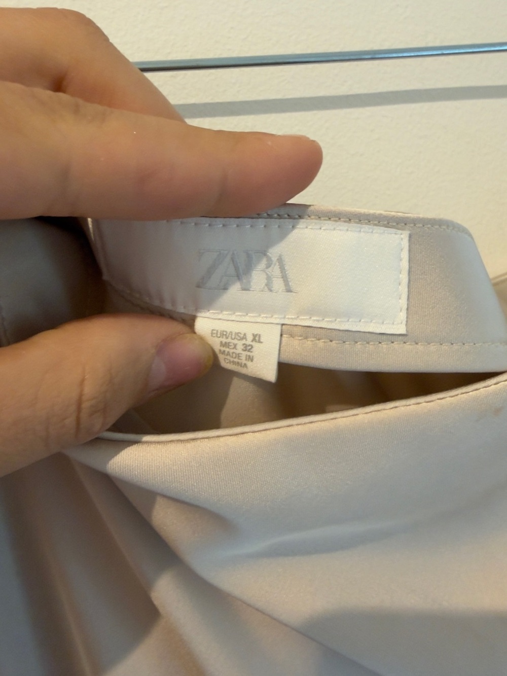 Zara Asymmetrical Cream Lace-Hem Satin Skirt - Picture 4 of 4